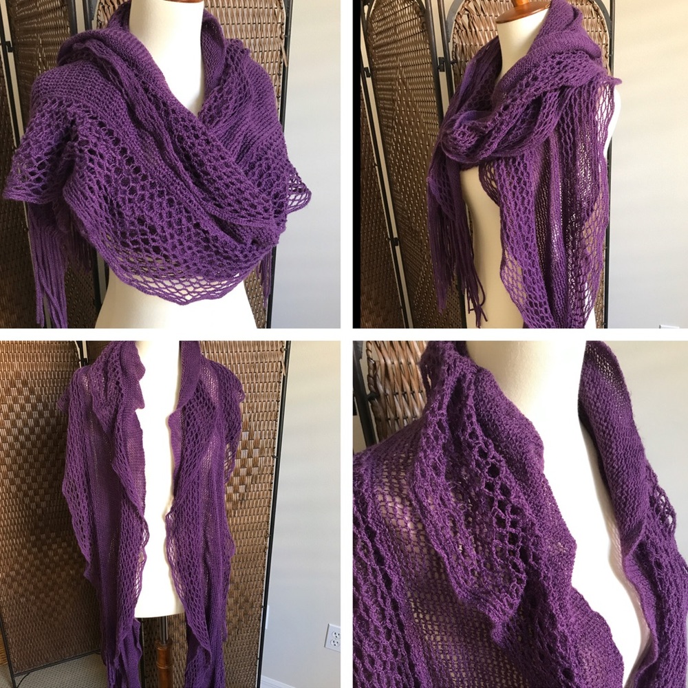 Shawl scarf wrap. Soft and delicate. Deep purple.